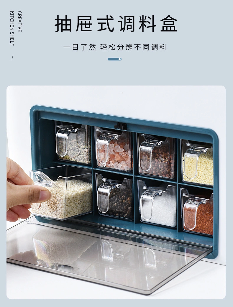 Kitchen Open Shelf Spice Multifunctional Seasoning Set Box Mix Tool Holder Rack