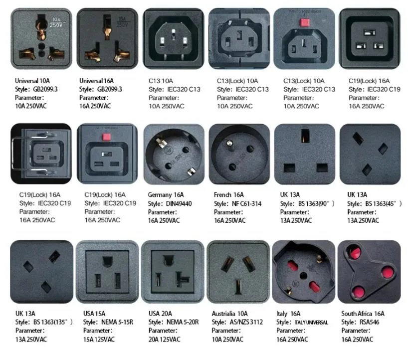 8way Customized IEC C13 Module Power Socket for PDU Socket Cabinets Eight-Position Aluminum Alloy Bar with C14 Power Cord