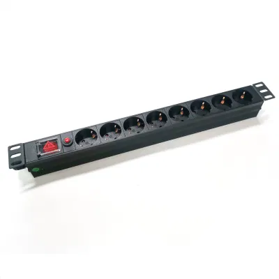 4000W 19インチ 1u ラックマウント配電ユニット 8 ウェイ ドイツ製 PDU ソケット 過負荷保護スイッチ付き 250V 16A